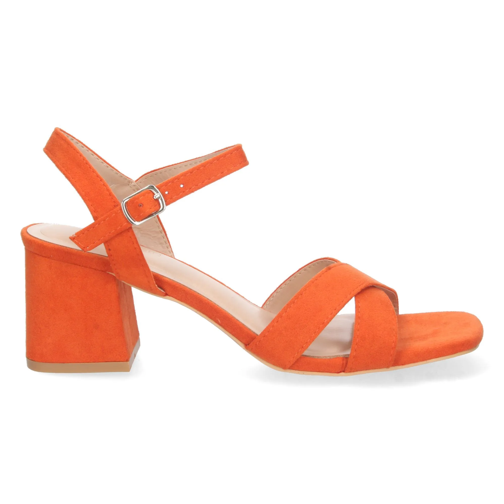 Sandalias de tacon bajo para fiesta mujer color naranja