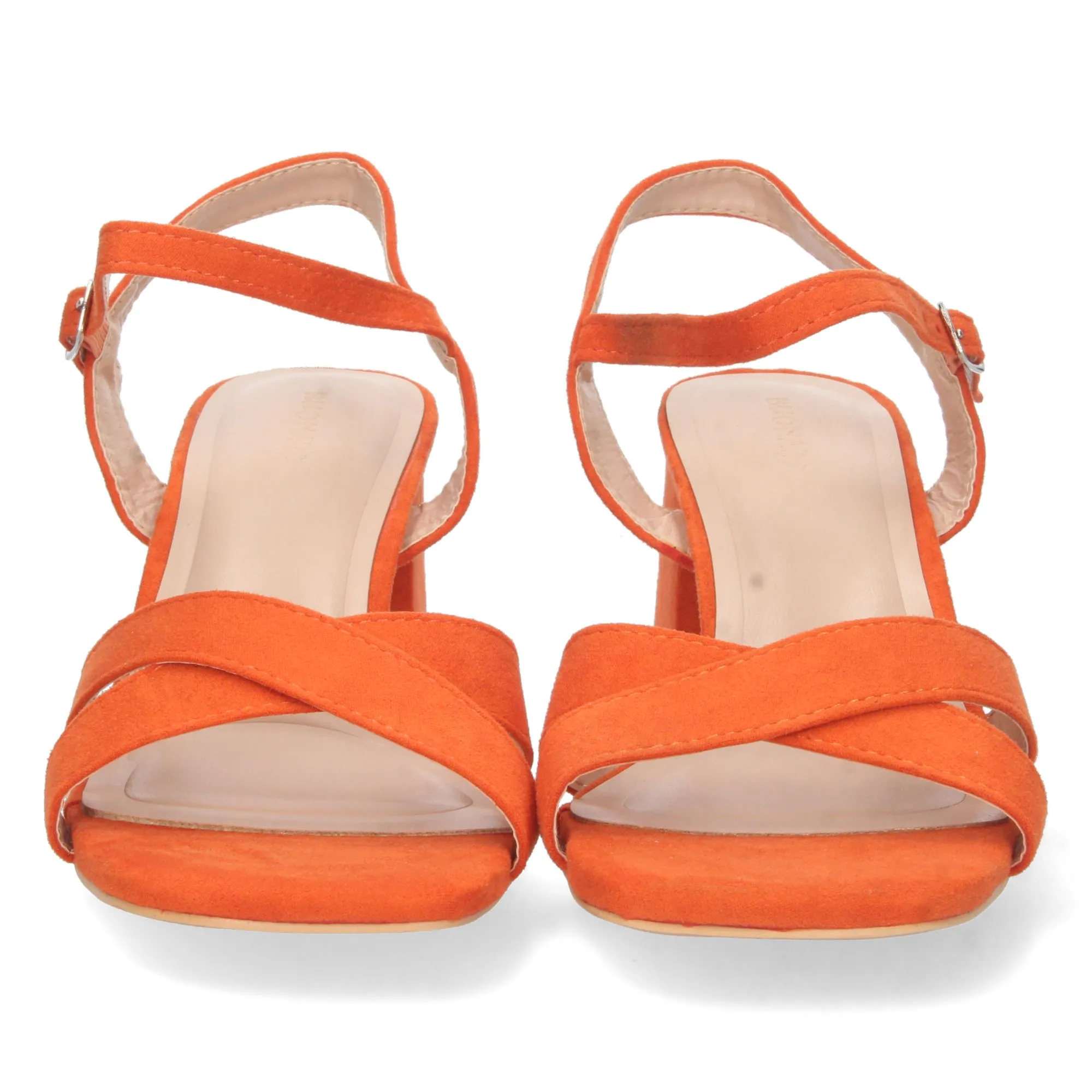 Sandalias de tacon bajo para fiesta mujer color naranja