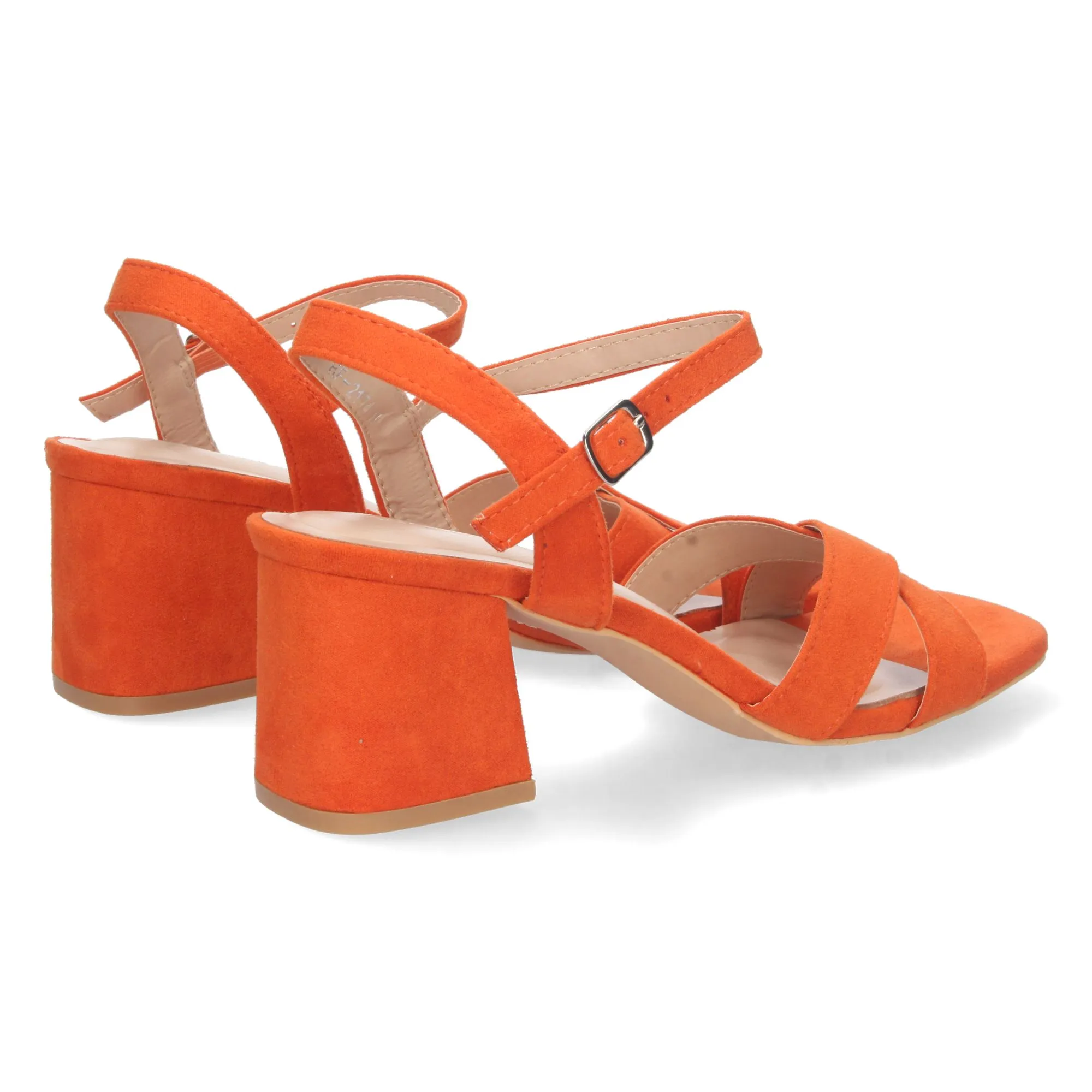 Sandalias de tacon bajo para fiesta mujer color naranja