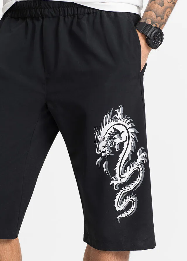 Shorts con estampado dragón Negro