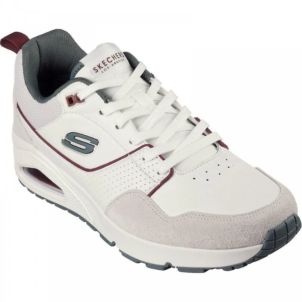 Skechers Uno para hombre - Retro One | Blanco/Gris | Zapatillas con cordones para hombre