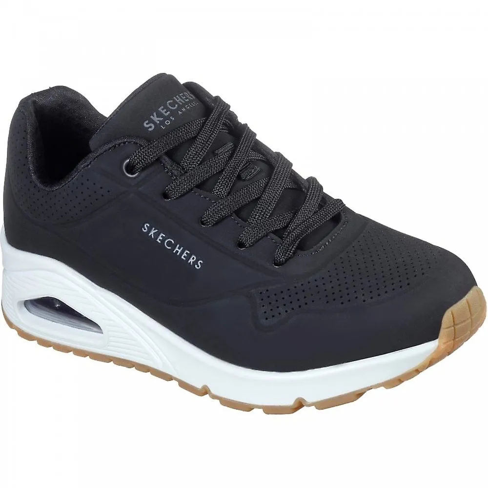 Skechers Uno Stand On Air para mujer | Negro | Zapatilla de moda con cordones para mujer