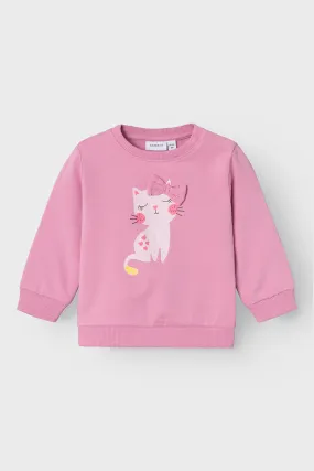 Sudadera bebé niña con divertido gatito