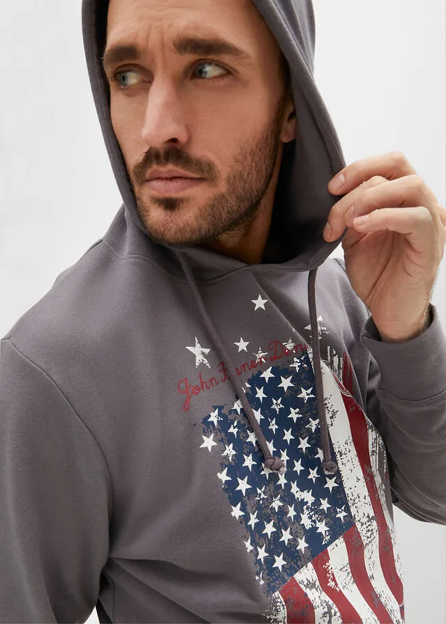 Sudadera con capucha Gris estampado