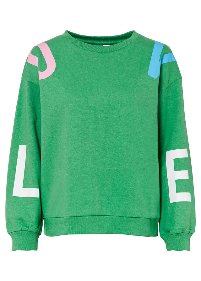 Sudadera con texto Verde ópalo estampado