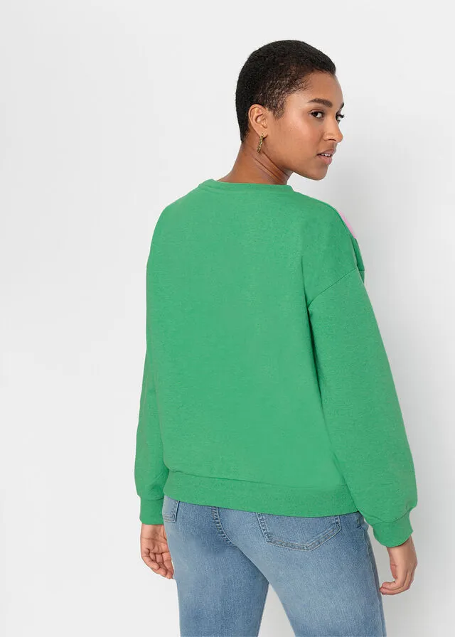 Sudadera con texto Verde ópalo estampado