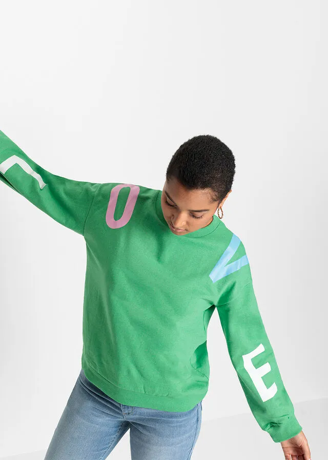 Sudadera con texto Verde ópalo estampado