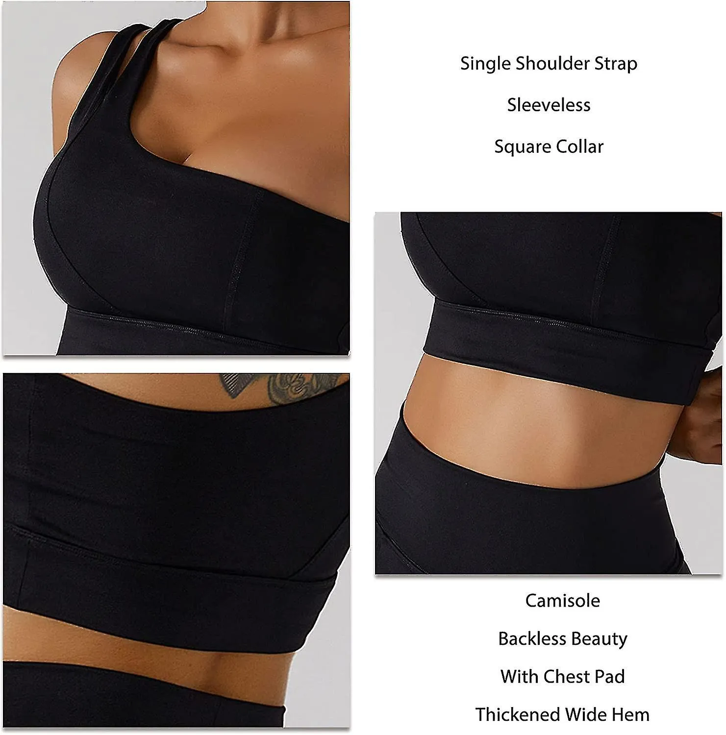 Sujetador deportivo de un hombro para mujeres Ropa interior deportiva de yoga para mujeres Bralette sin costuras acolchado Cómod