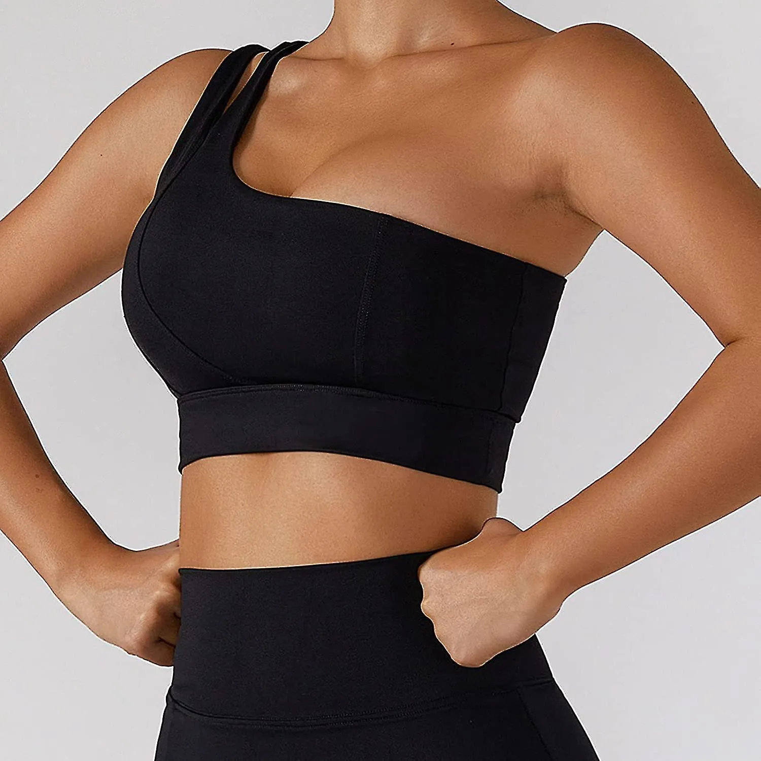 Sujetador deportivo de un hombro para mujeres Ropa interior deportiva de yoga para mujeres Bralette sin costuras acolchado Cómod