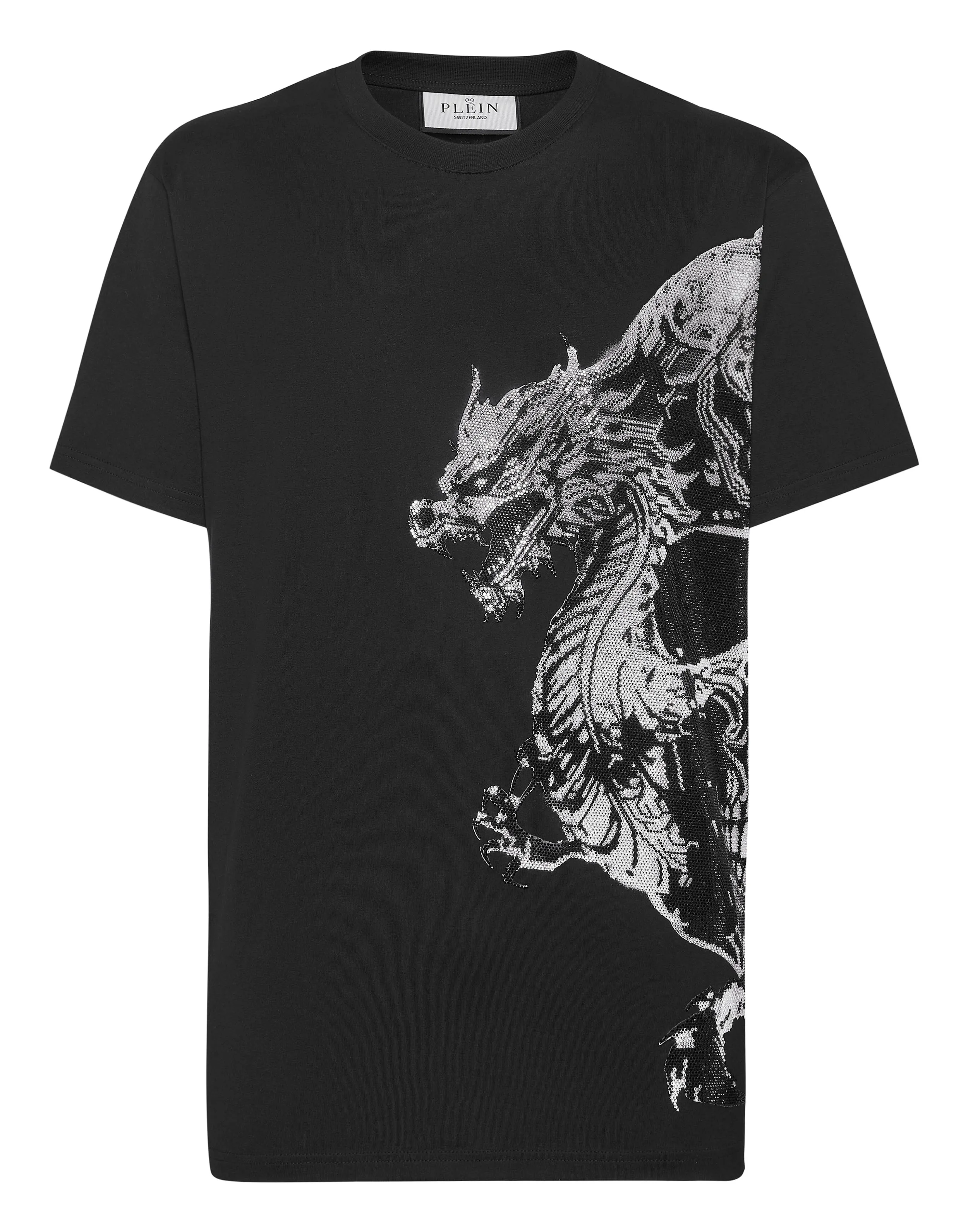 TSHIRT ROUND NECK SS DRAGON SKULL STRASS