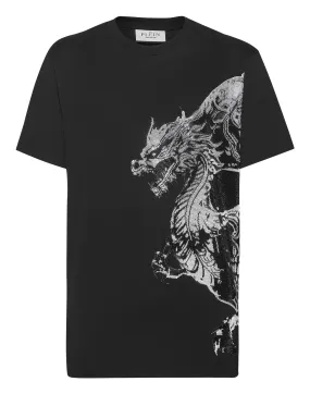 T-shirt Round Neck SS Dragon Skull strass