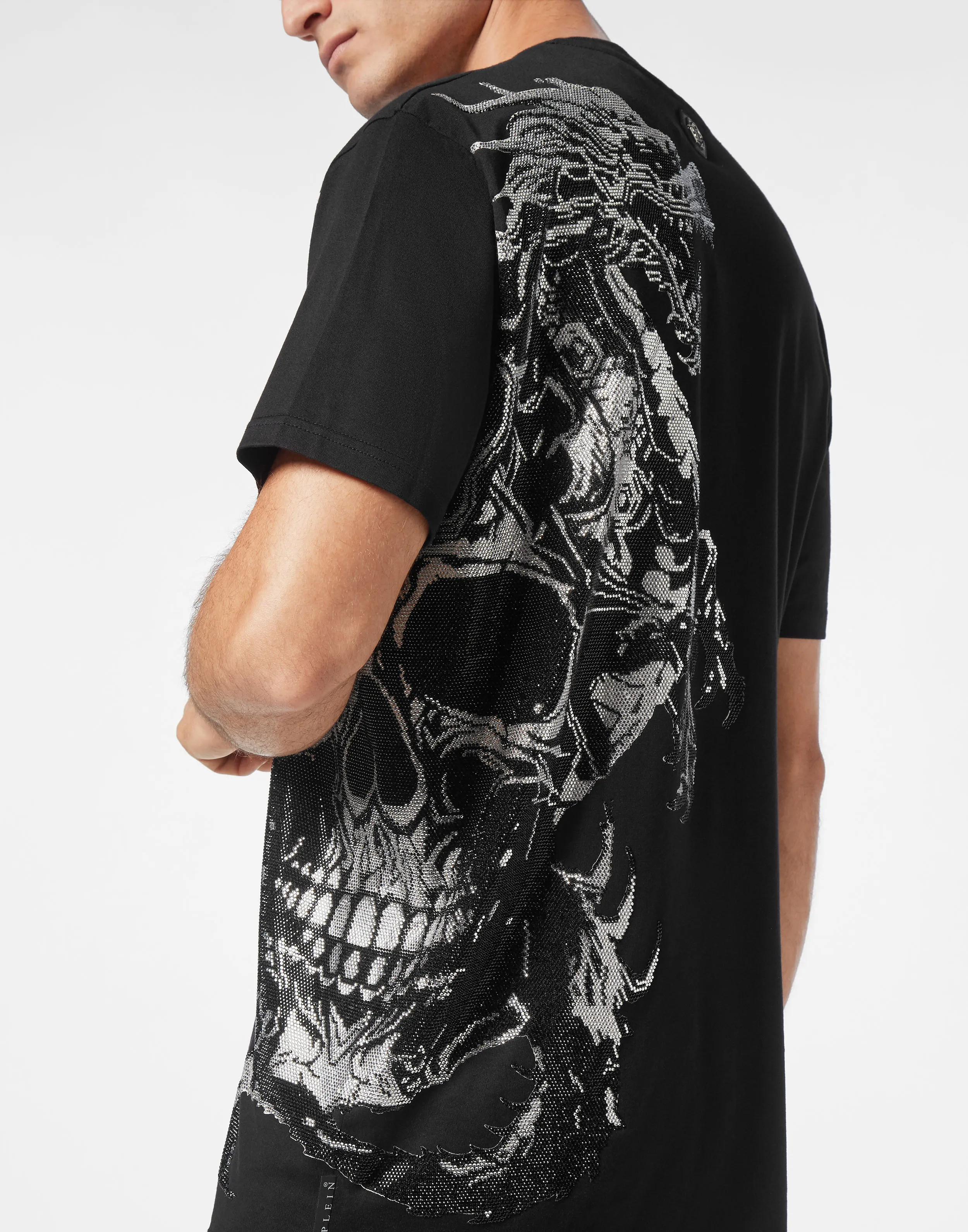 TSHIRT ROUND NECK SS DRAGON SKULL STRASS