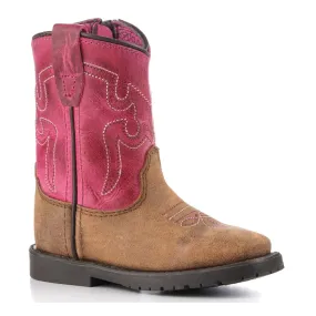 Toddler Smoky Mountain Vintage Brown and Pink Square Toe Western Boots-