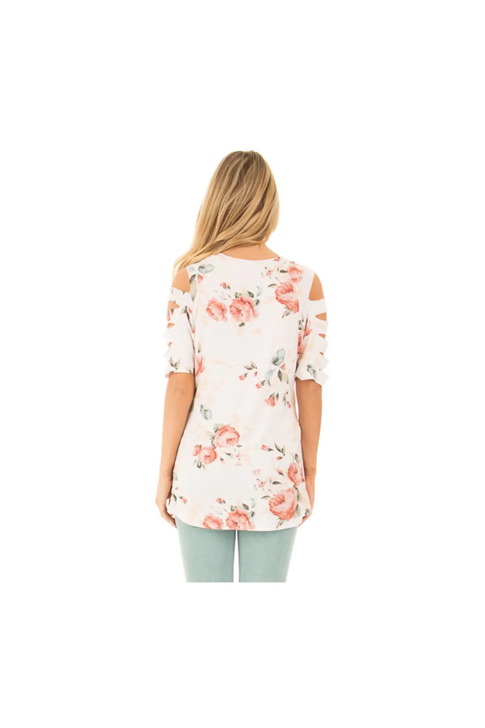 Top marfil con estampado floral