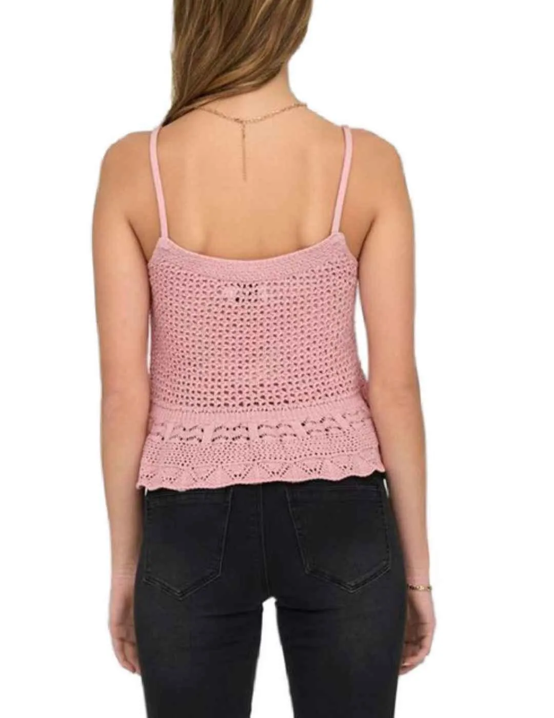 Top Only Mary crochet rosa de tirantes para mujer