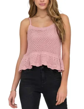 Top Only Mary crochet rosa de tirantes para mujer