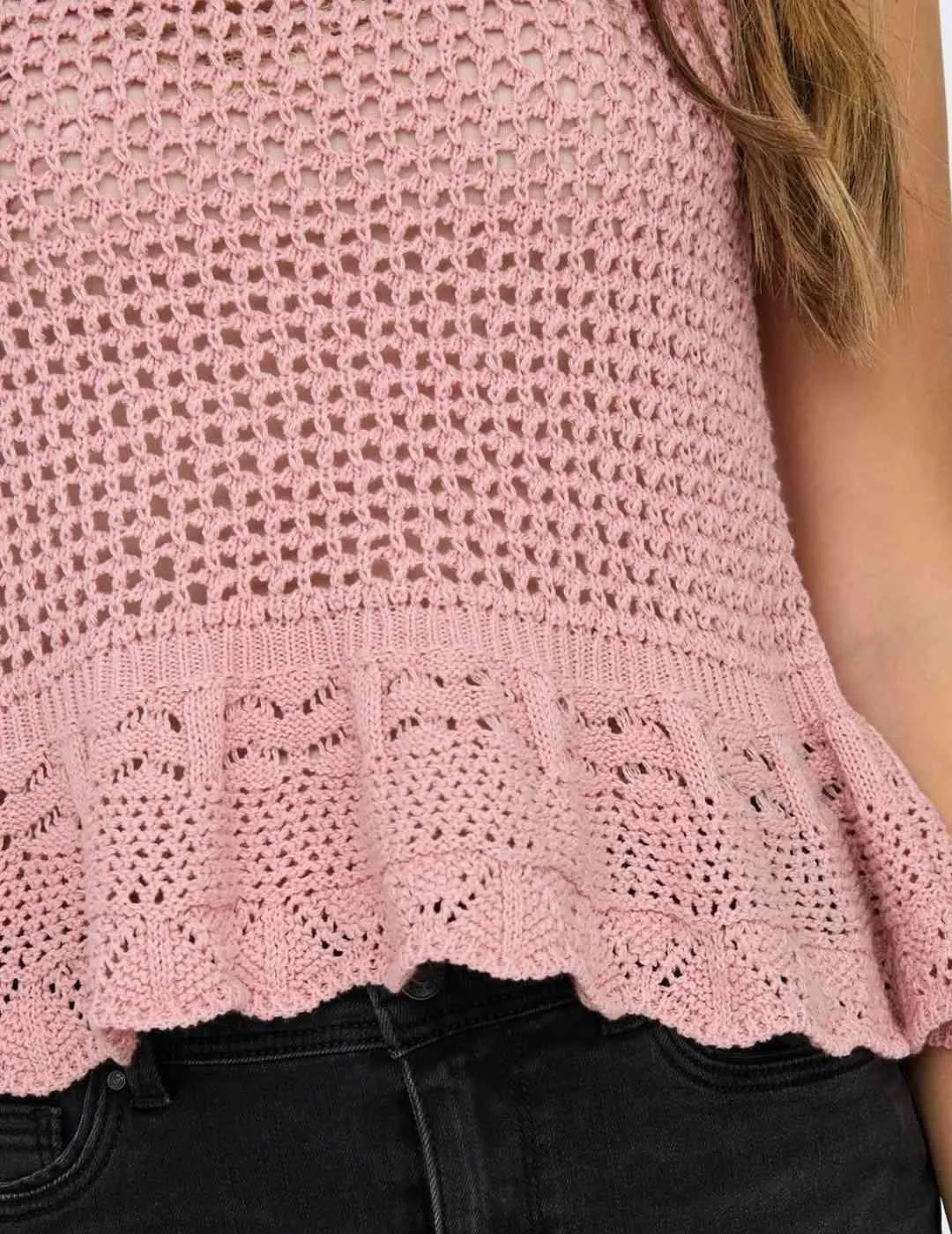 Top Only Mary crochet rosa de tirantes para mujer