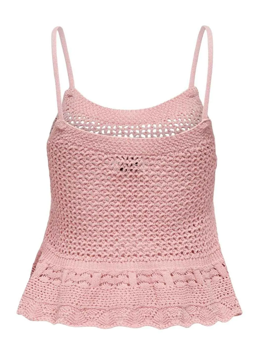 Top Only Mary crochet rosa de tirantes para mujer