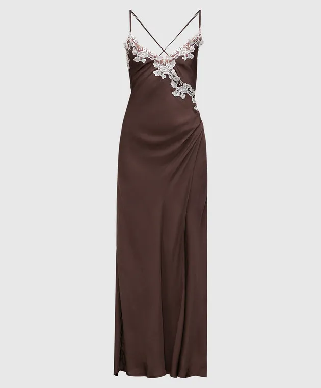 Twinset Brown nightgown with lace