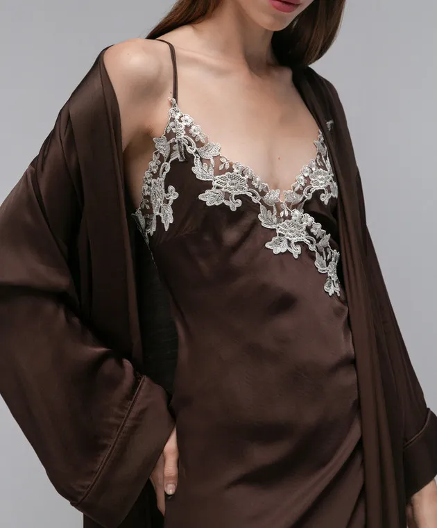 Twinset Brown nightgown with lace