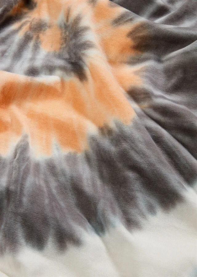 Vestido con estampado batik Gris humo-naranja-blanco estampado