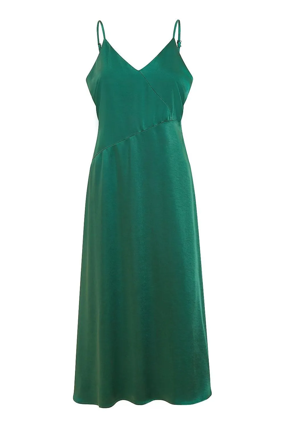 Vestido midi de tirantes de satén verde Yumi para mujer