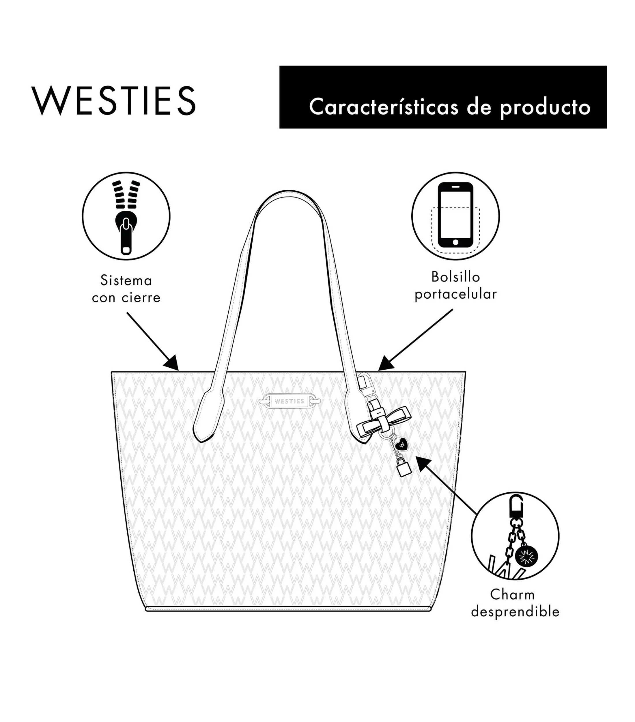 Westies Bolso tote con flores Mujer