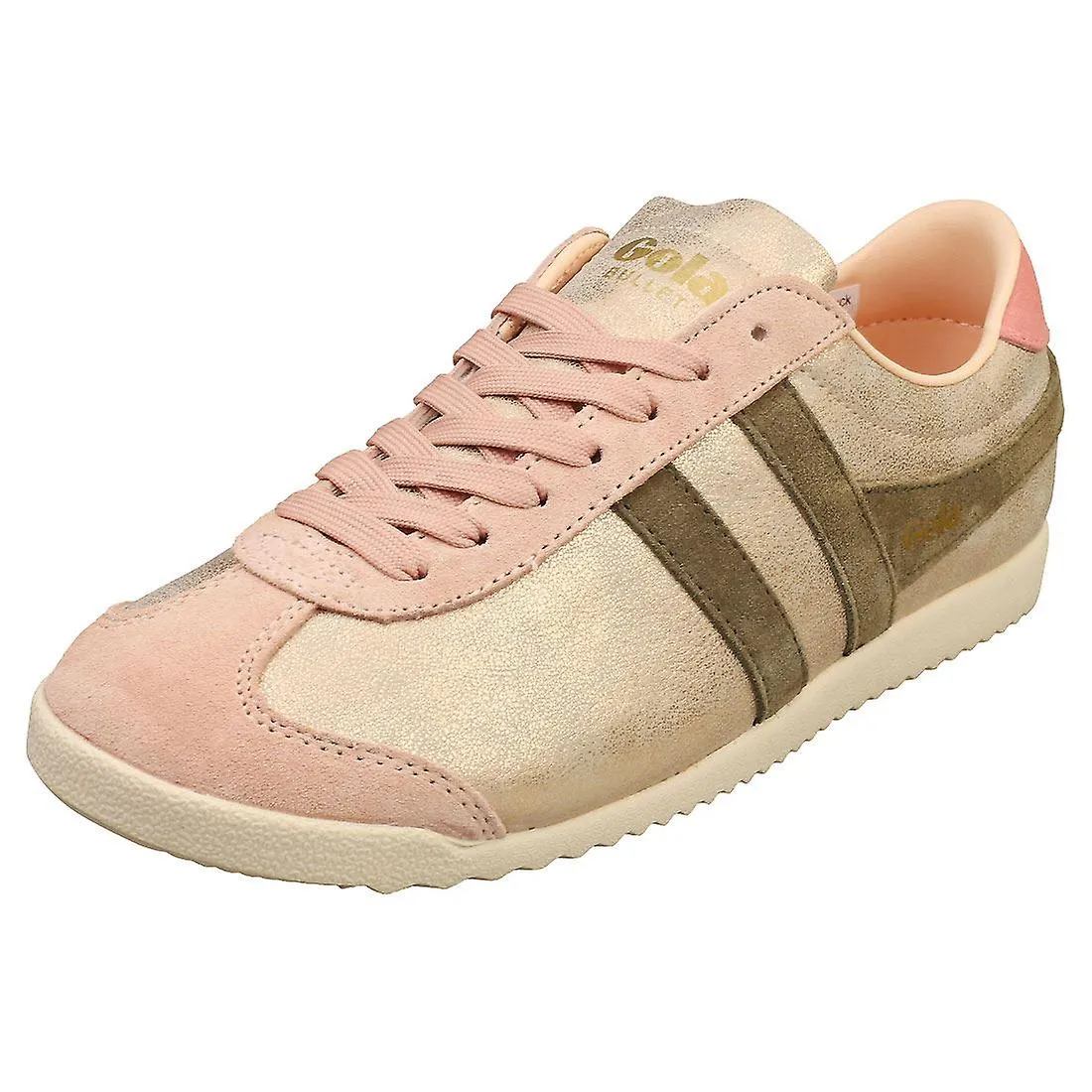 Zapatillas de moda para mujer Gola Bullet Blaze en color caqui oro rosa