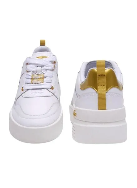 Zapatillas Lacoste L002 Blanco y Dorado Mujer