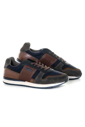 Zapatos De Piel Hombre Redskins Affaire Marine + Gris + Marron