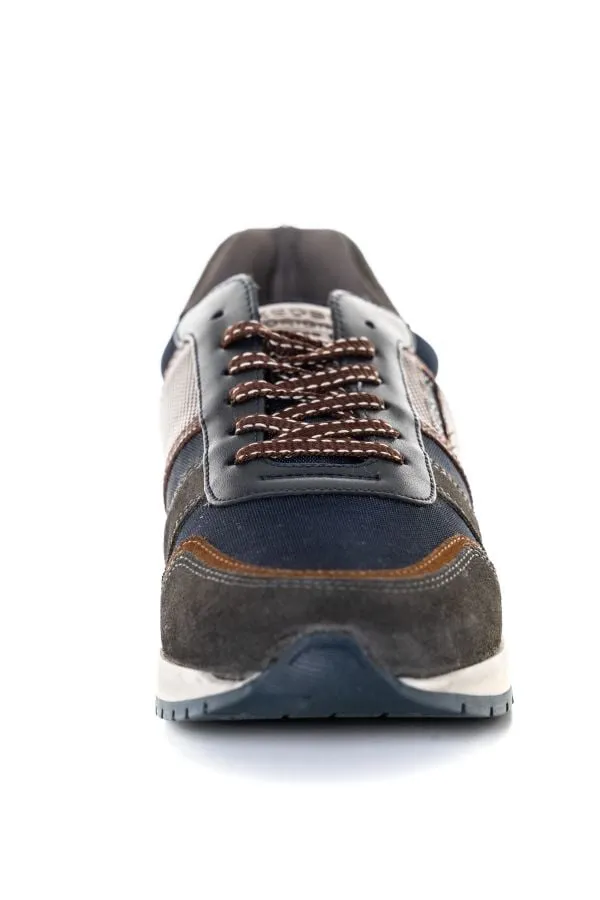 Zapatos De Piel Hombre Redskins Affaire Marine + Gris + Marron