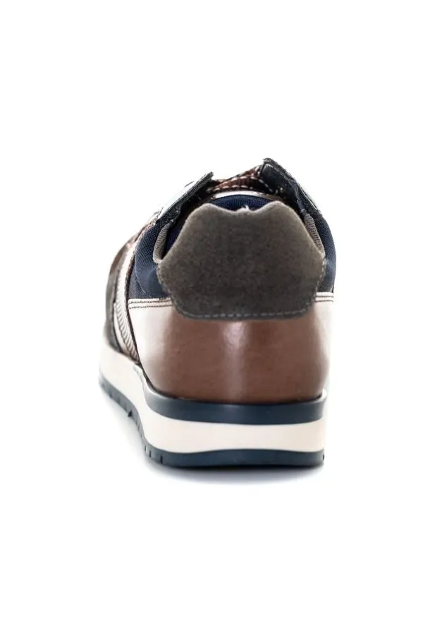 Zapatos De Piel Hombre Redskins Affaire Marine + Gris + Marron