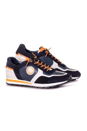 Zapatos De Piel Hombre Redskins Stitch Marine+Blanc+Orange