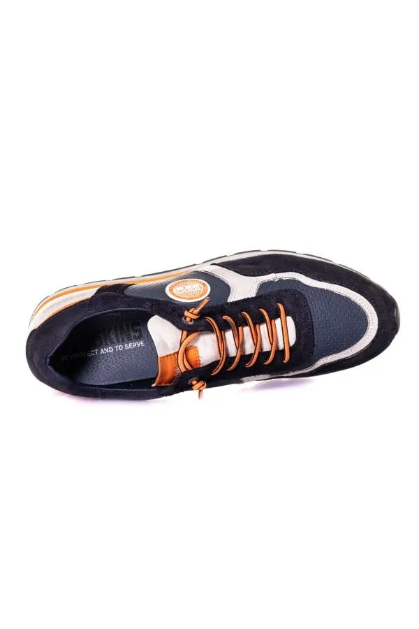 Zapatos De Piel Hombre Redskins Stitch Marine+Blanc+Orange