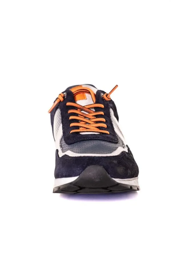 Zapatos De Piel Hombre Redskins Stitch Marine+Blanc+Orange