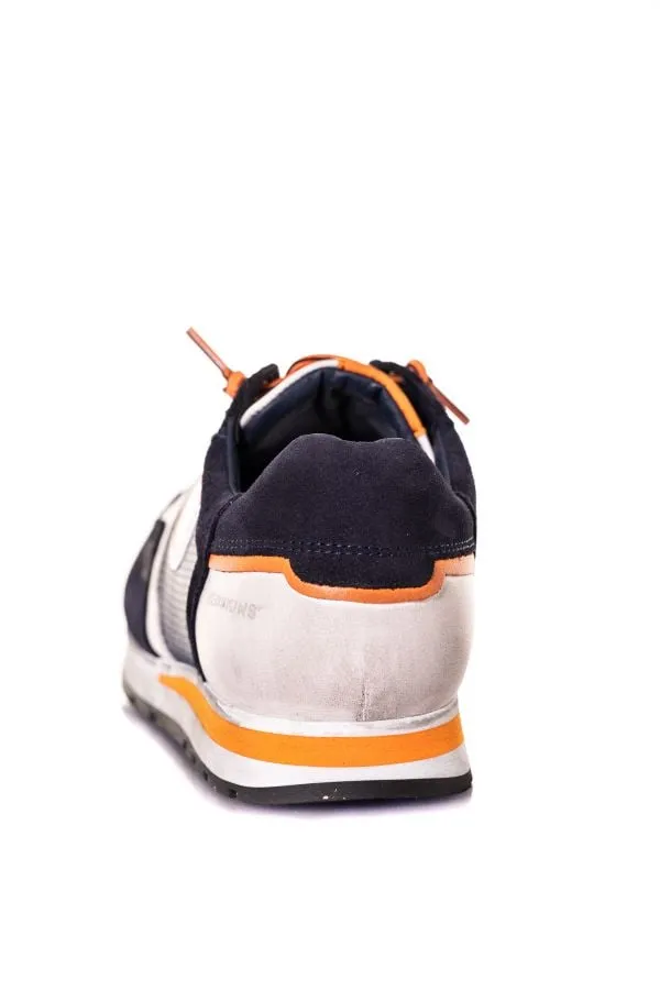 Zapatos De Piel Hombre Redskins Stitch Marine+Blanc+Orange