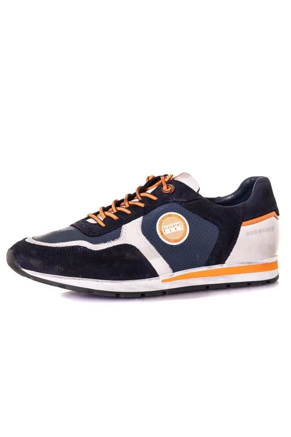 Zapatos De Piel Hombre Redskins Stitch Marine+Blanc+Orange